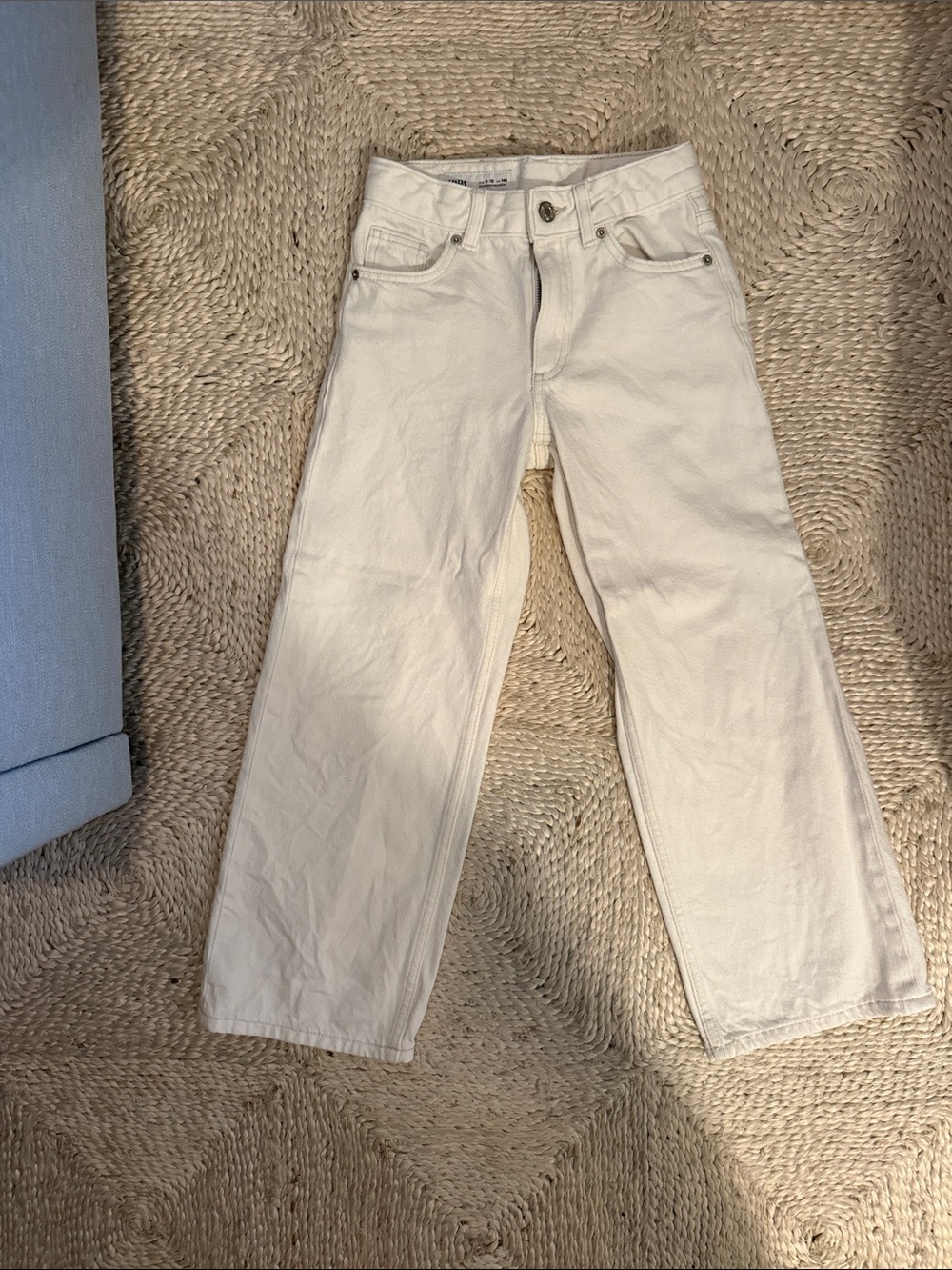Zara Kids White Straight-Leg Jeans- white- cream/ semi wide leg. Pristine.